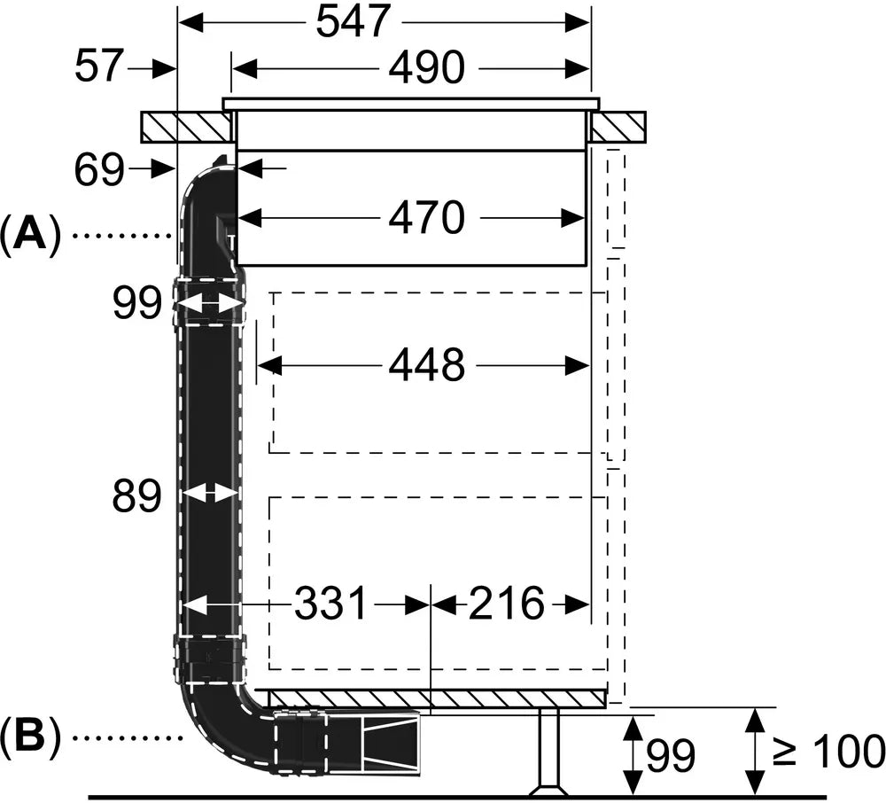 Mål på Siemens HZ9VDKR1 Recirkulationssæt