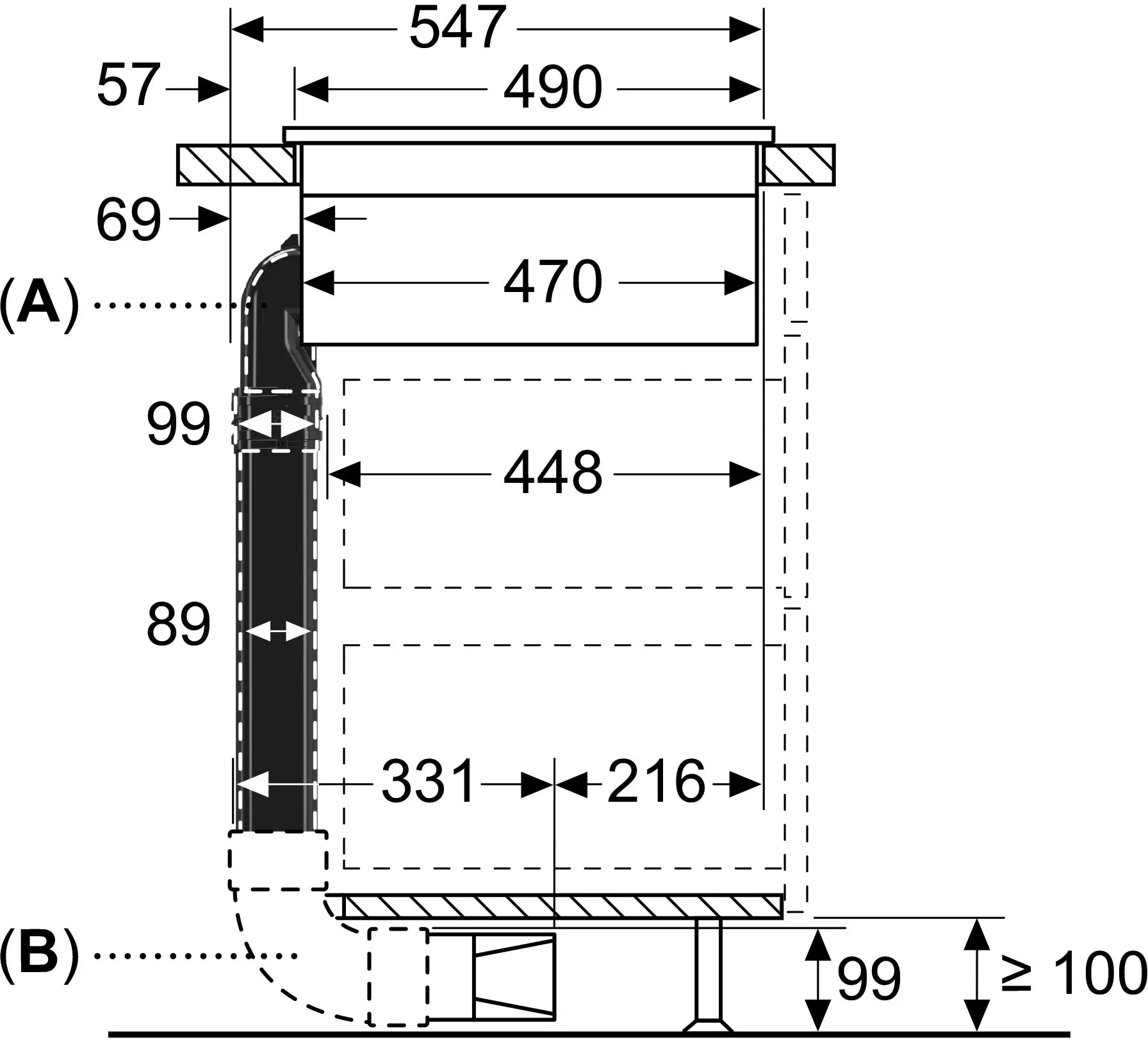 Mål på Bosch HEZ9VDKE1 Udstødningssæt