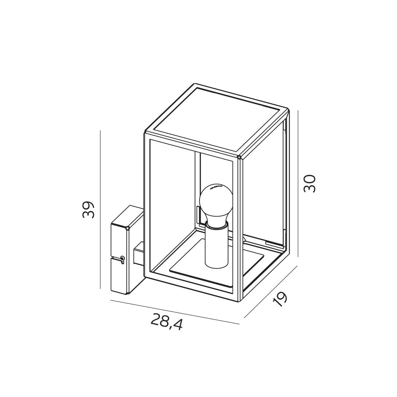 Norlys Lofoten Up/Down Sort Opal, E27 IP44 57W - Udendørslampe