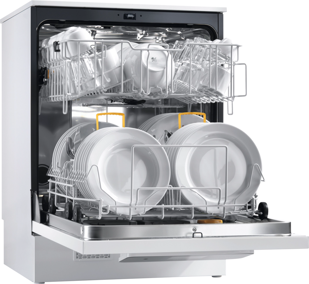 Lågen åbnet op til kurvene i Miele PFD 405 WB HygieneAir professionel friskvandsopvaskemaskine