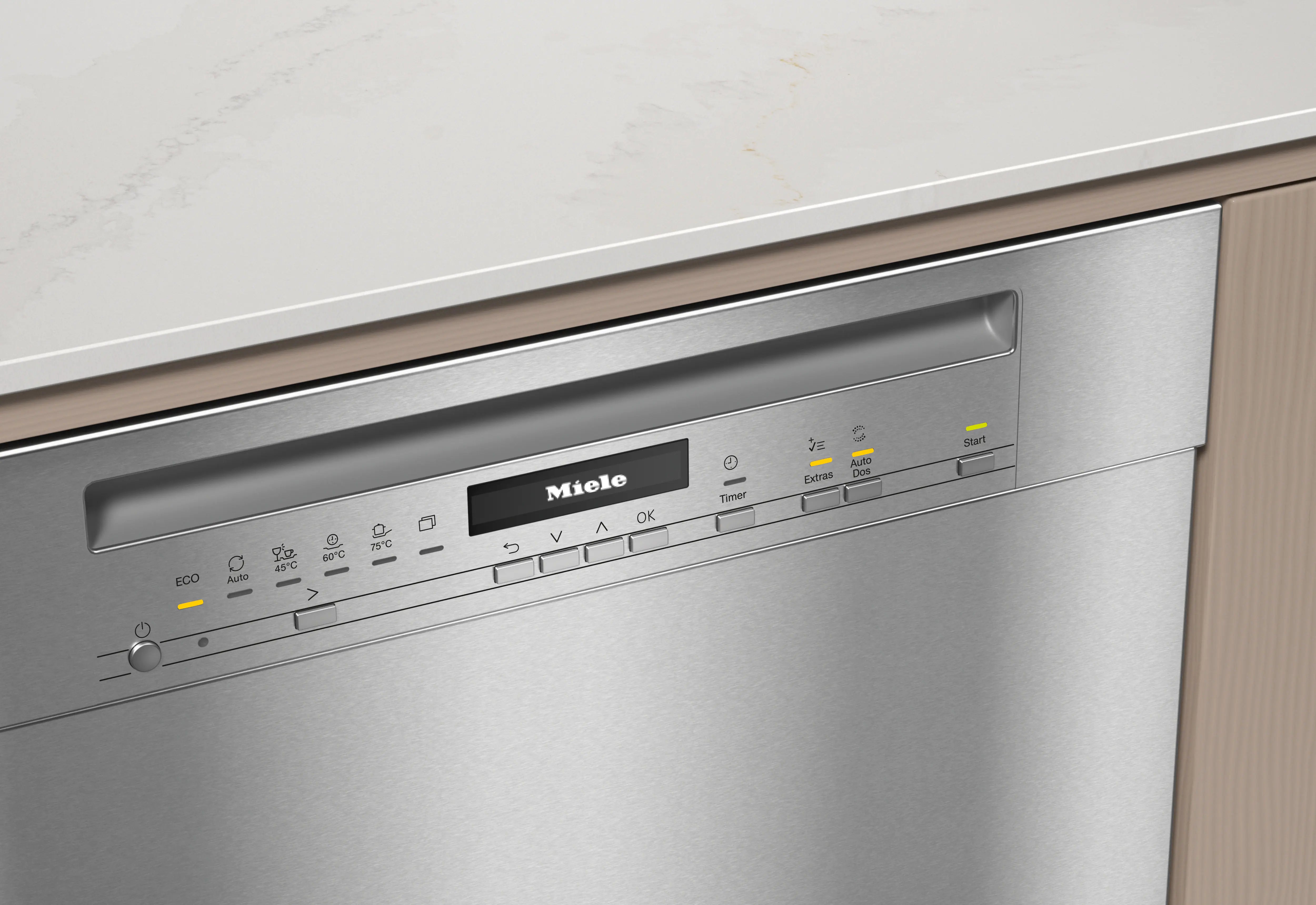 Stort overblik med Miele G 7130 brugerinterfacet