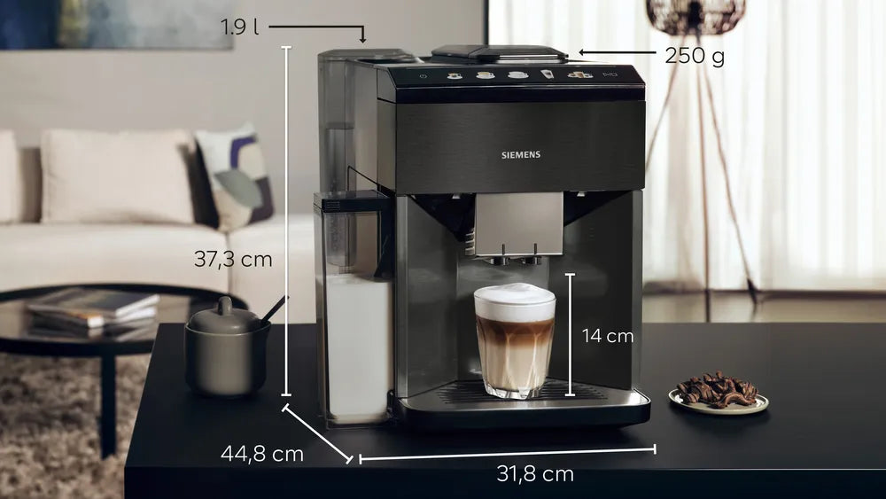 Mål på Fuldautomatisk kaffemaskine EQ500 sort rustfrit stål