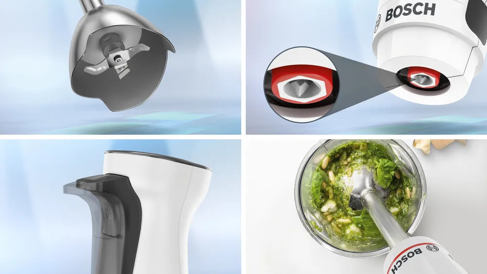 Funktioner og hårdføre materialer med Bosch ErgoMaster MSM4W221 Stavblender