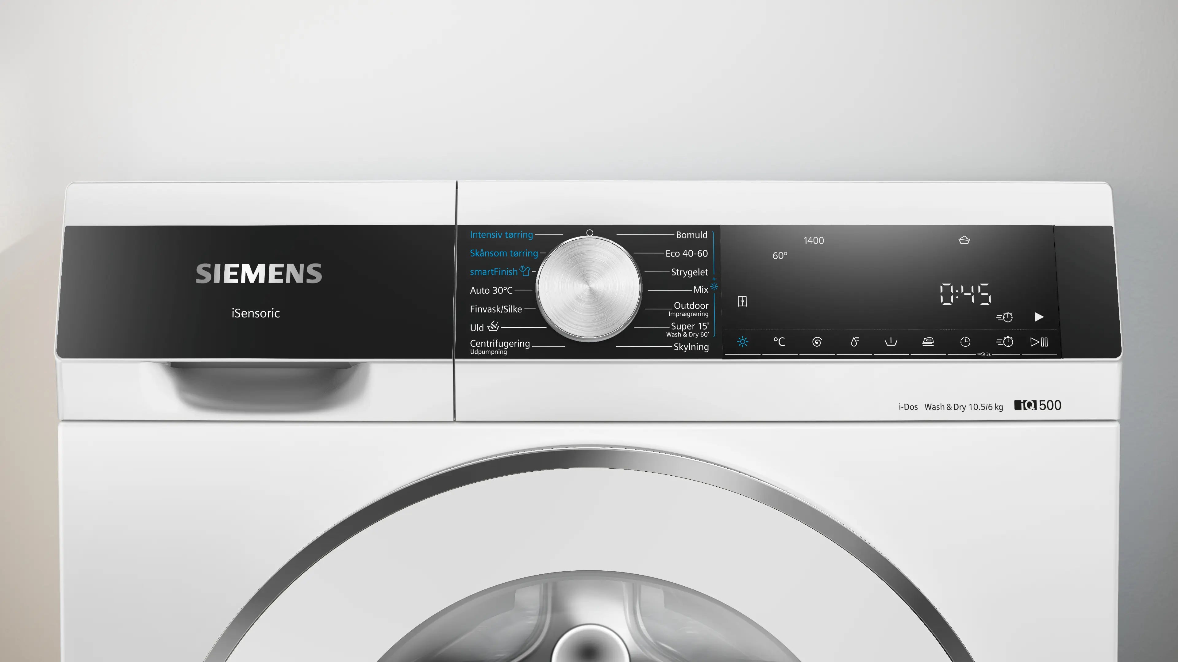 Kontrolpanelet på Siemens WN54G2AEDN iQ500 vaske-tørremaskine