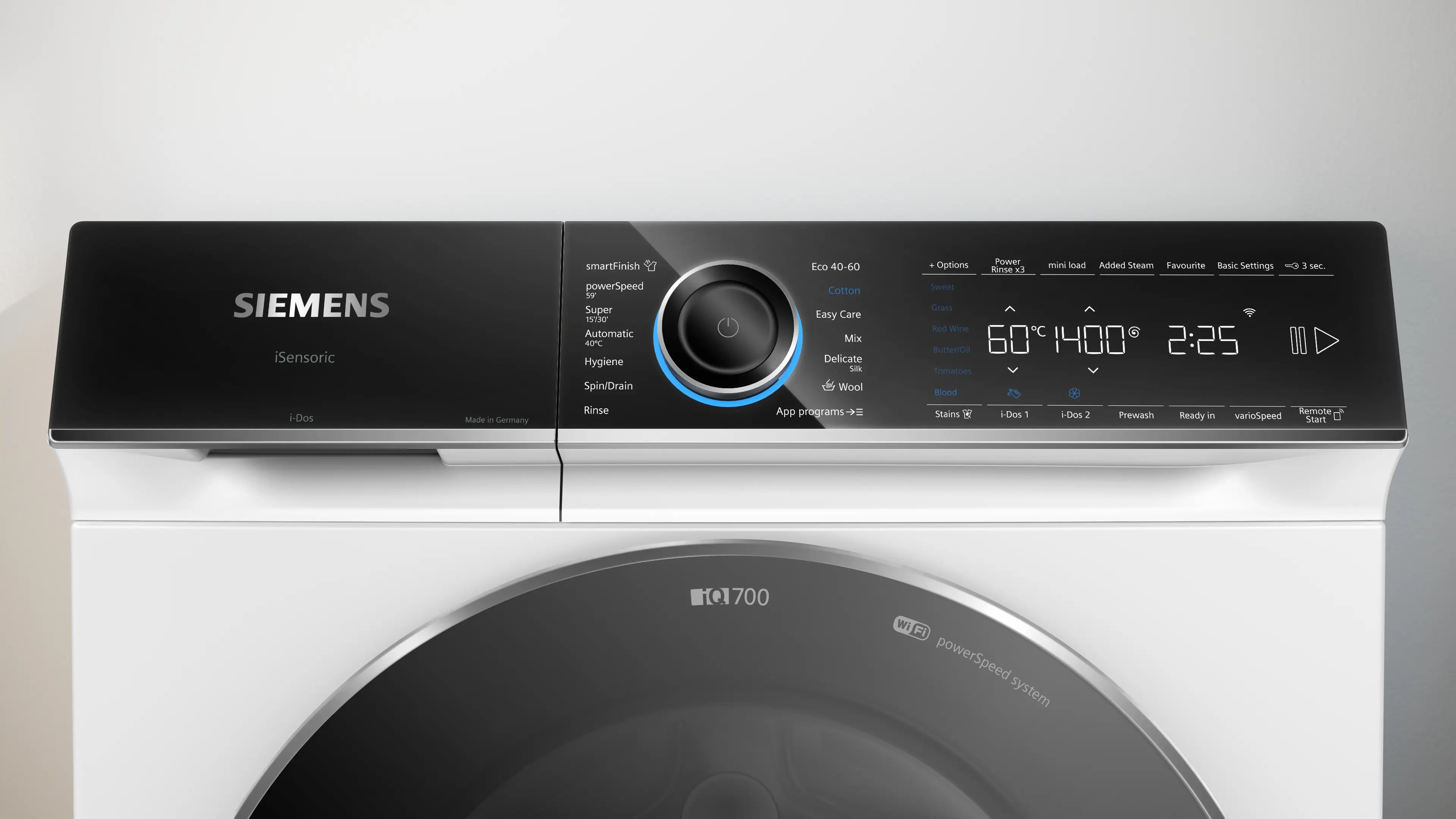 Kontrolpanelet på Siemens WG44B2APDN iQ700