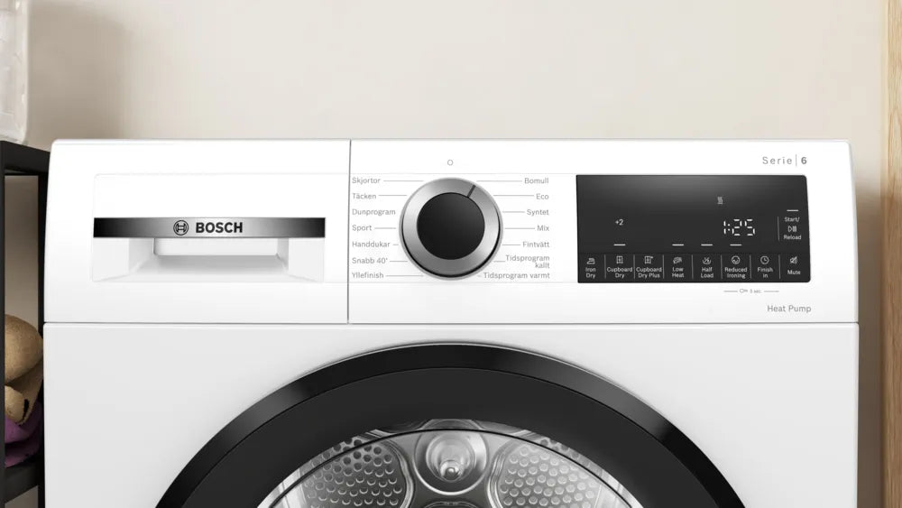 Bosch WQG2420NSN 9kg Varmepumpetørretumbler kontrolpanel