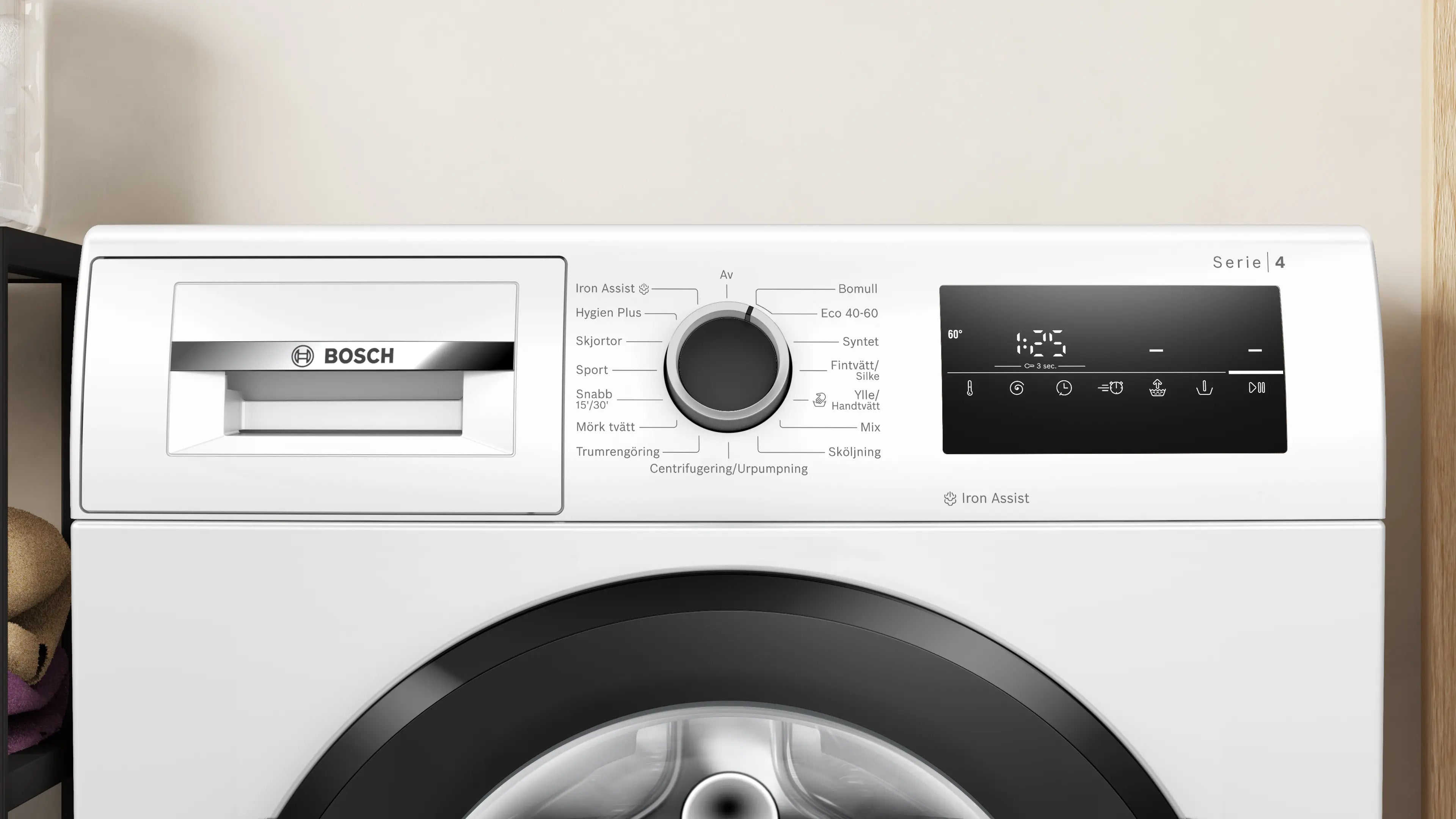 Bosch WAN28290SN 9kg Hvid Frontbetjent Vaskemaskine kontrolpanel