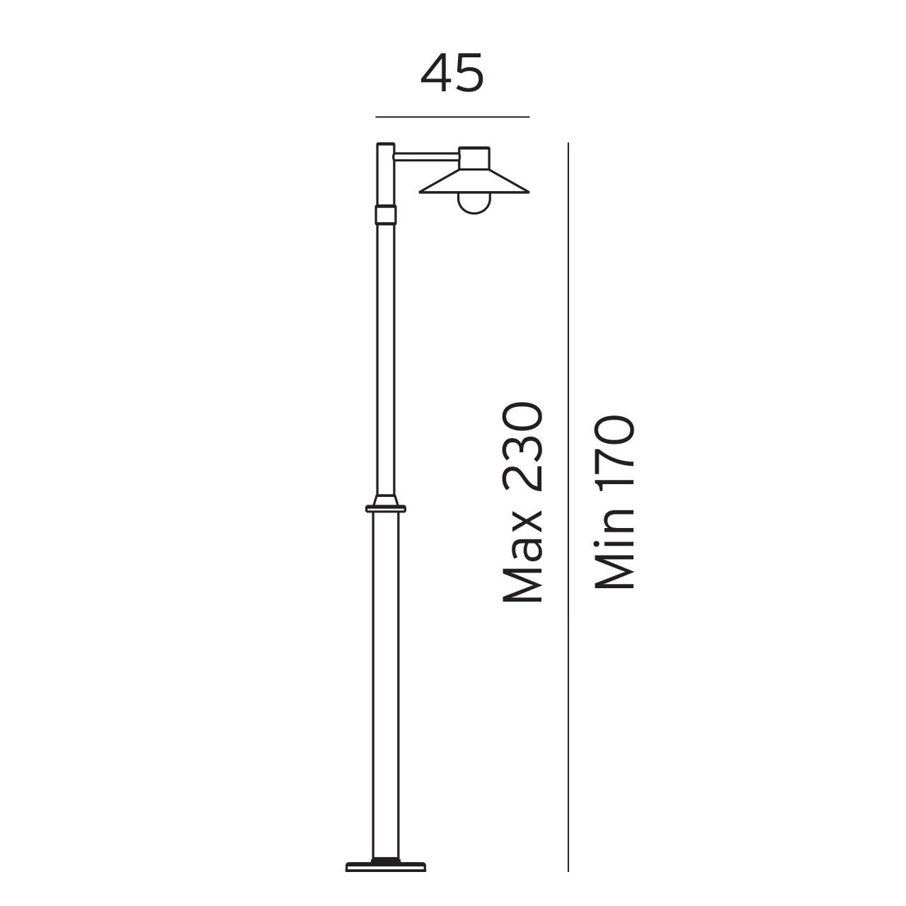 Norlys Lund Stolpe Sort, E27 IP55 57w - Udendørslampe