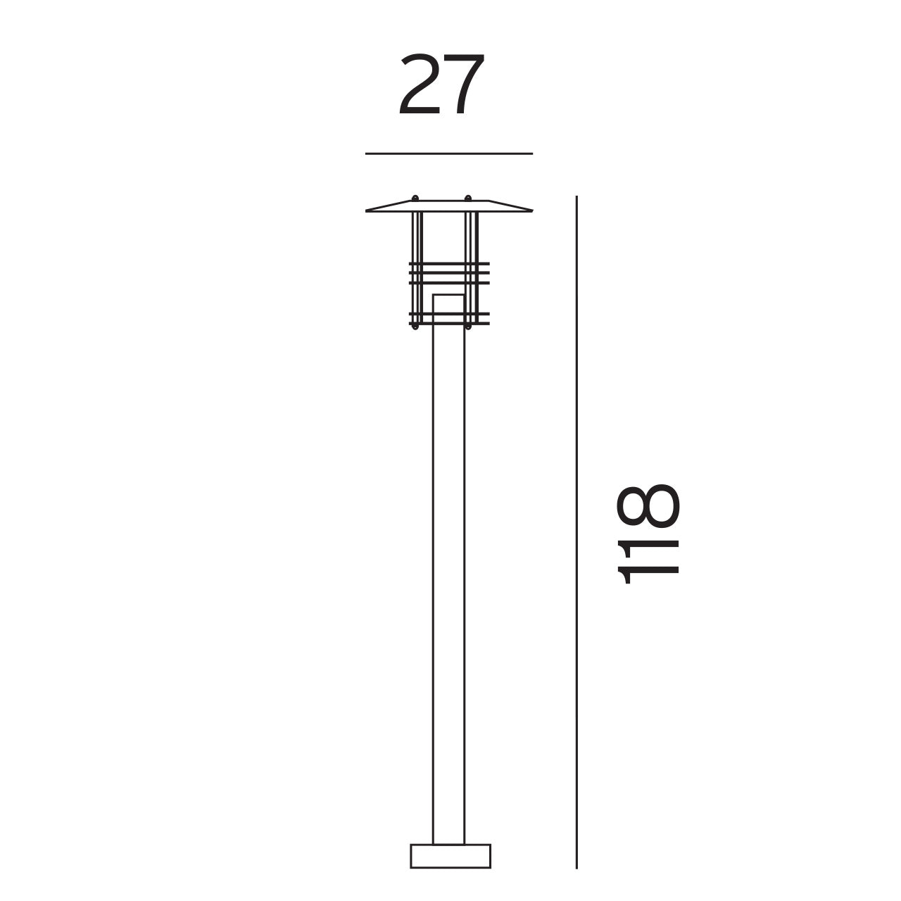 Norlys Stockholm galvaniseret stål, E27 IP54 77W 118CM - Udendørslampe
