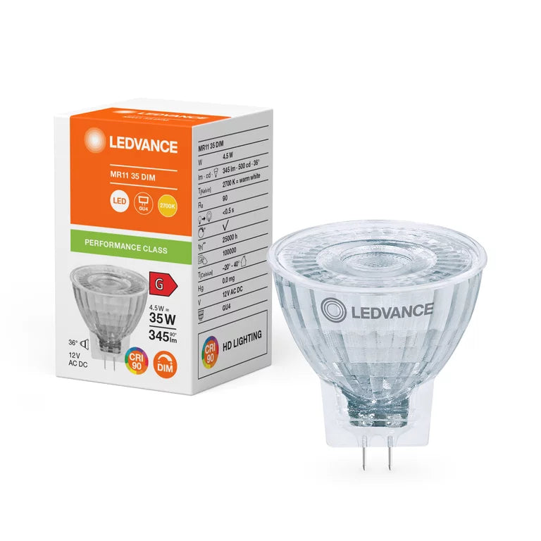 Ledvance LED MR11 GU4 spot klar dæmpbar 4.5w 345lm 2700K