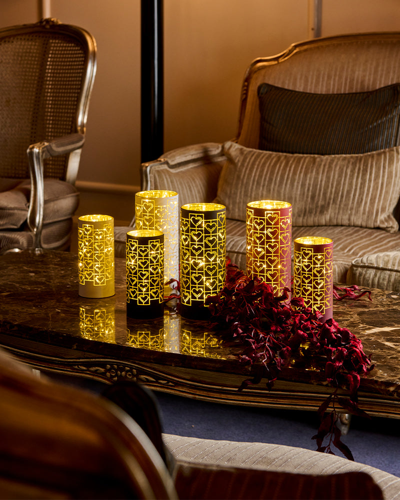 Frida Cylinder Bordeaux Ø8.5xH20 cm 15LED