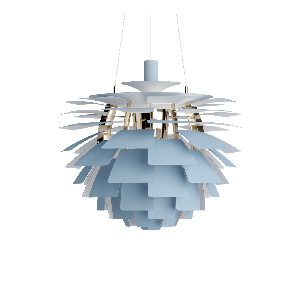 PH Artichoke Ø 600 Pendel Dusty Blue/Metallised Brass i slukket tilstand