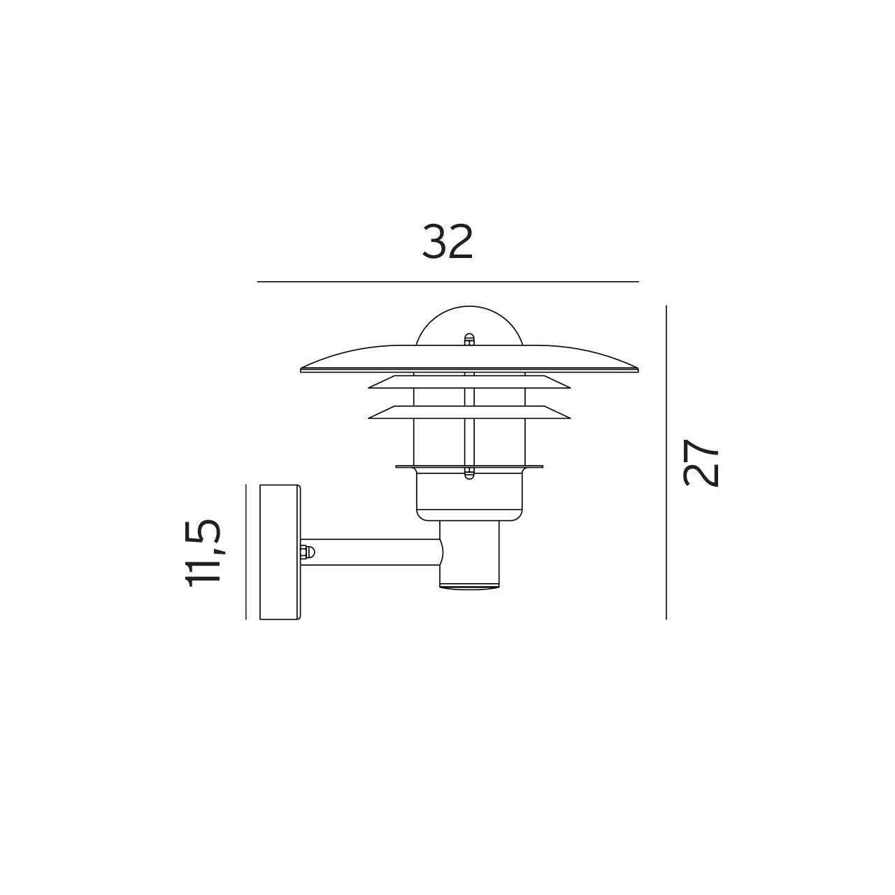 Norlys Larvik sort, E27 IP55 57W - Udendørslampe