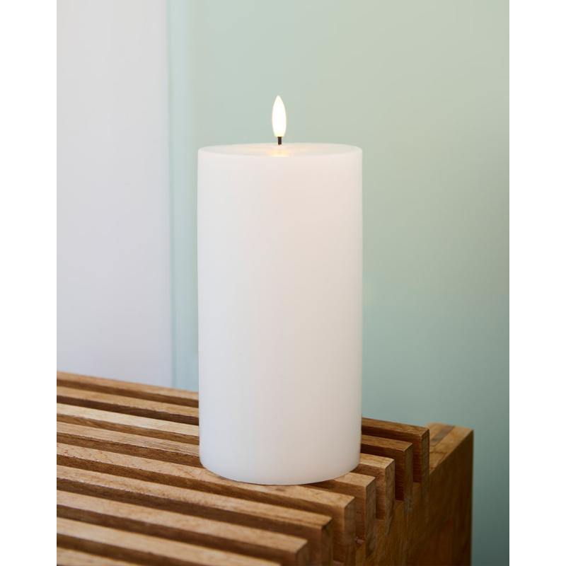 Sirius Sille Genopladelig Hvid, LED Ø10 20CM - Bloklys