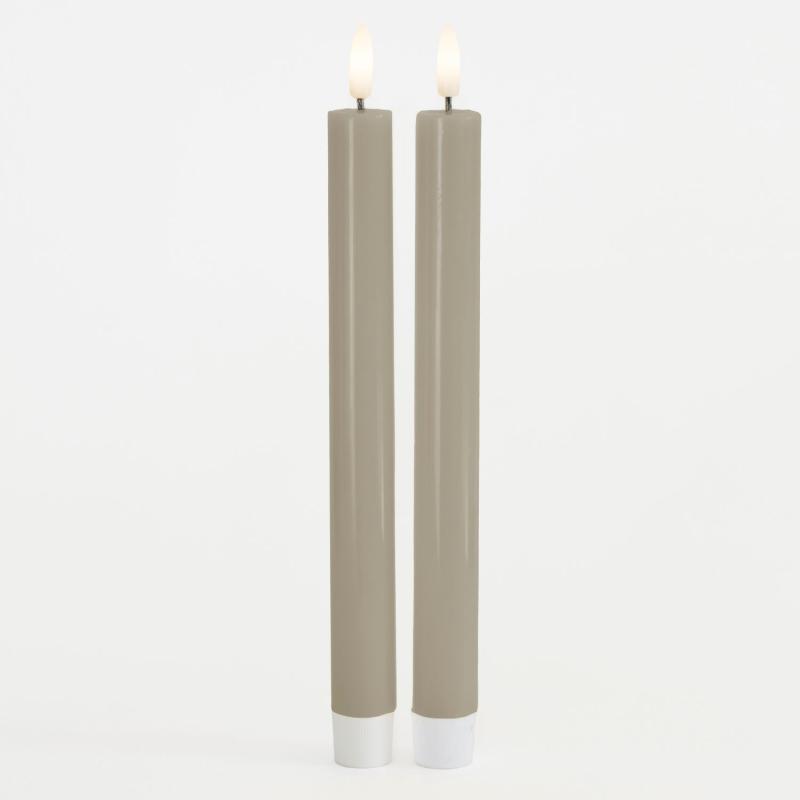 Sirius Sille Kronelys 2-pak, Ø2 x 25 cm Warm Grey