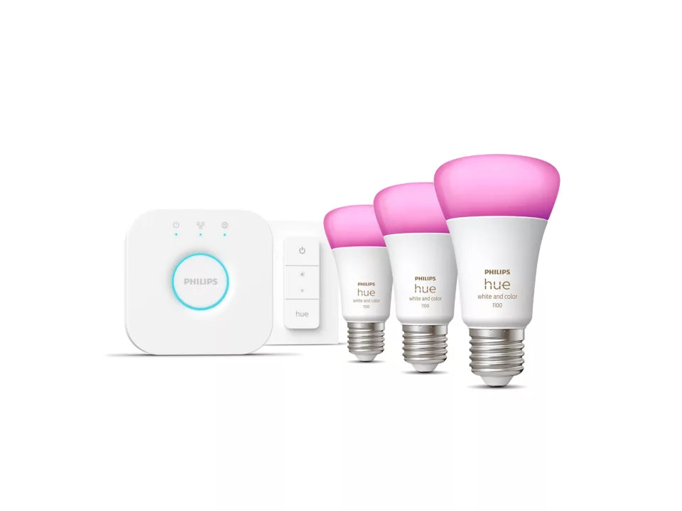 Philips Hue Startsæt WCA 3xStandard E27+Bridge+DimSwitch