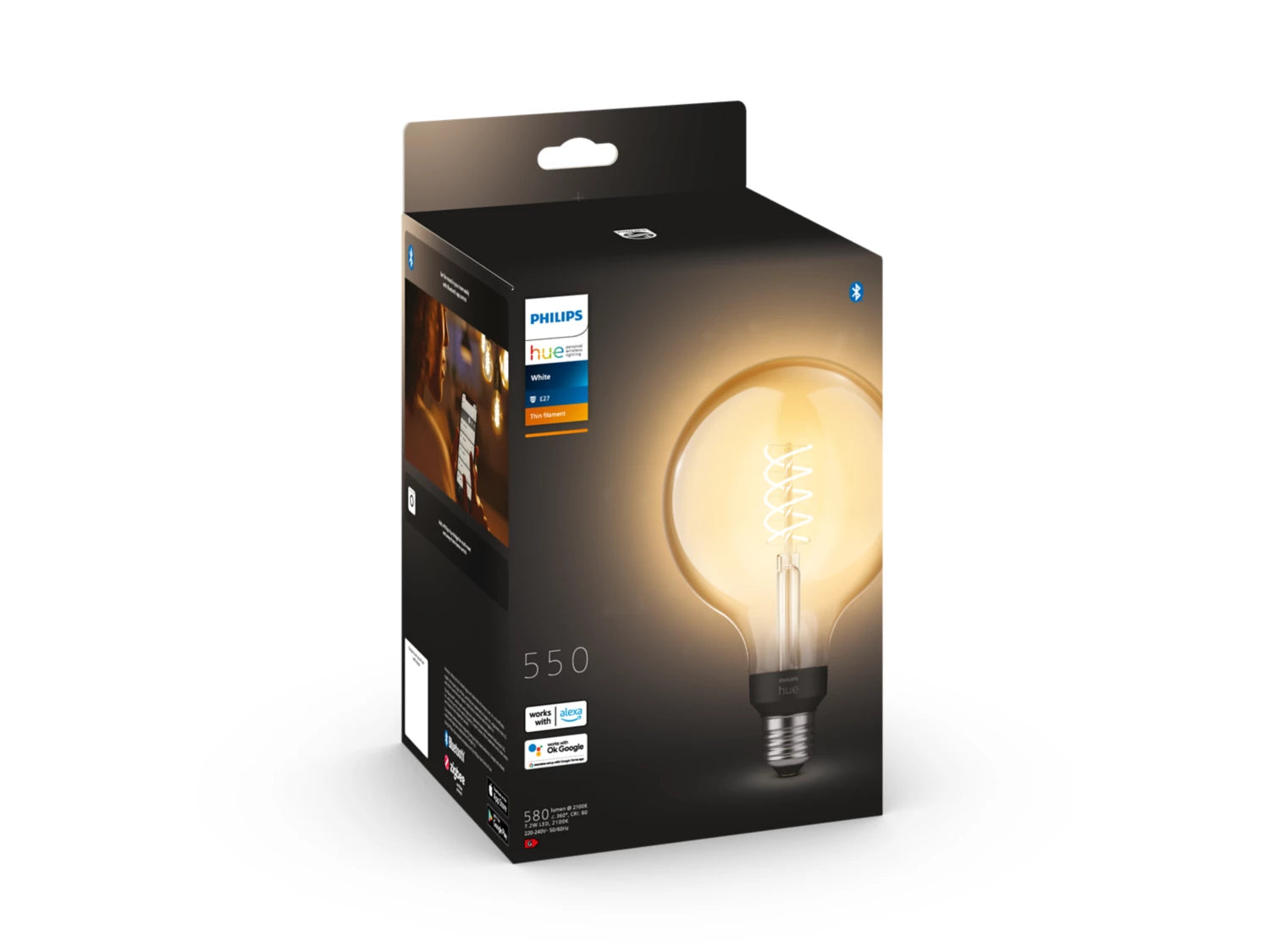Philips Hue Filament Globe hvid E27 G125