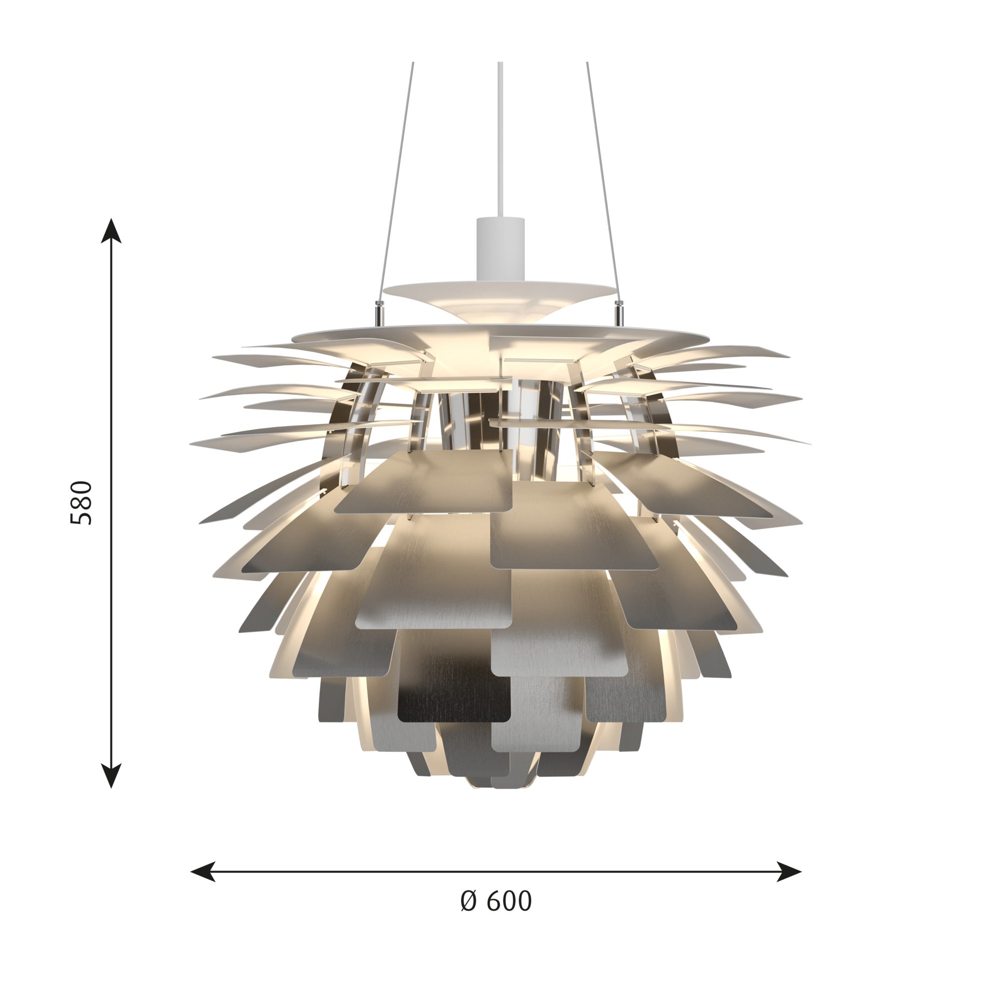 PH Artichoke Ø 600 Pendel LED 2700K Rustfrit stål poleret