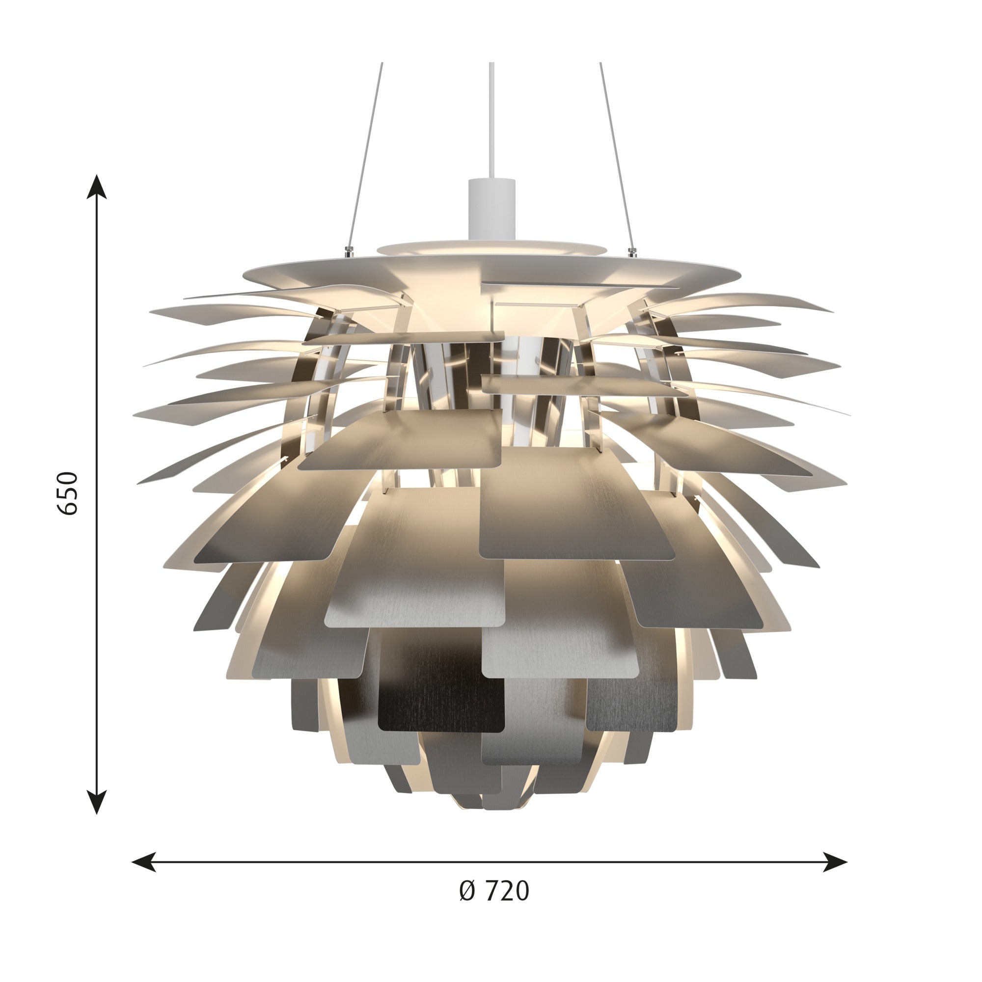 PH Artichoke Ø 720 Pendel LED 2700K Rustfrit stål