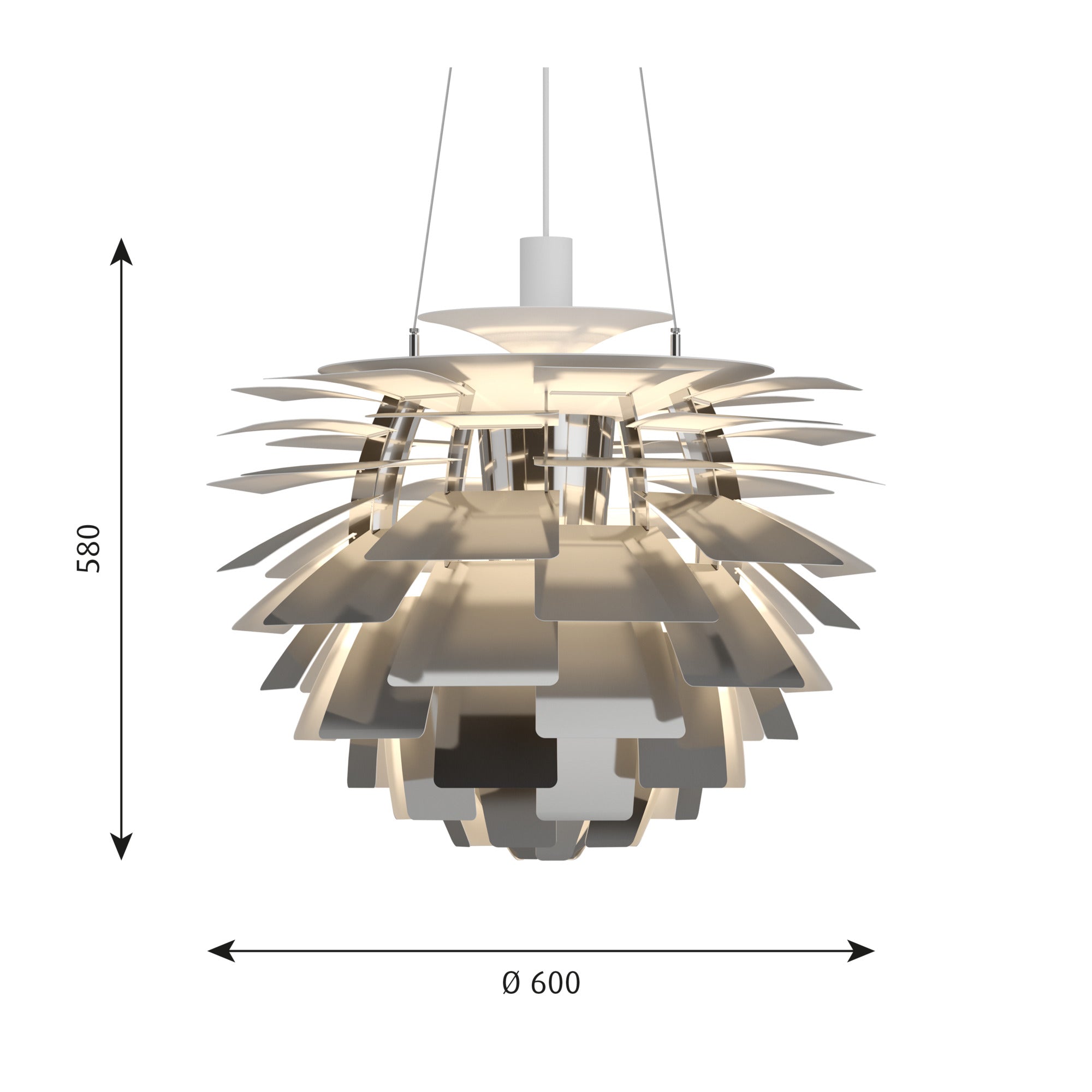 PH Artichoke Ø 600 Pendel LED 2700K Rustfrit stål