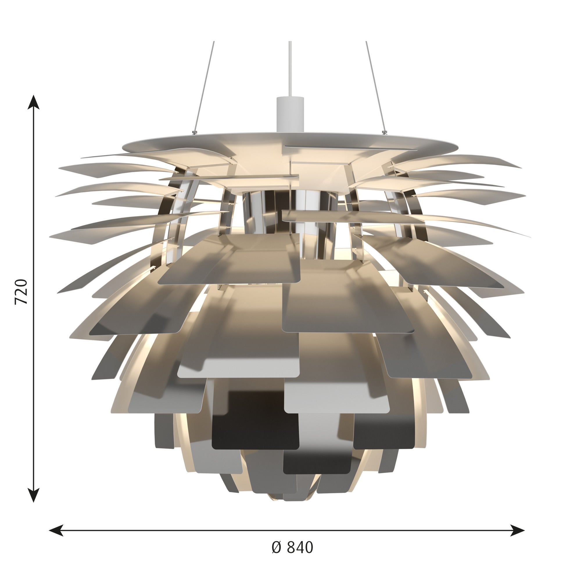 PH Artichoke Ø 840 Pendel LED 2700K Rustfrit stål poleret