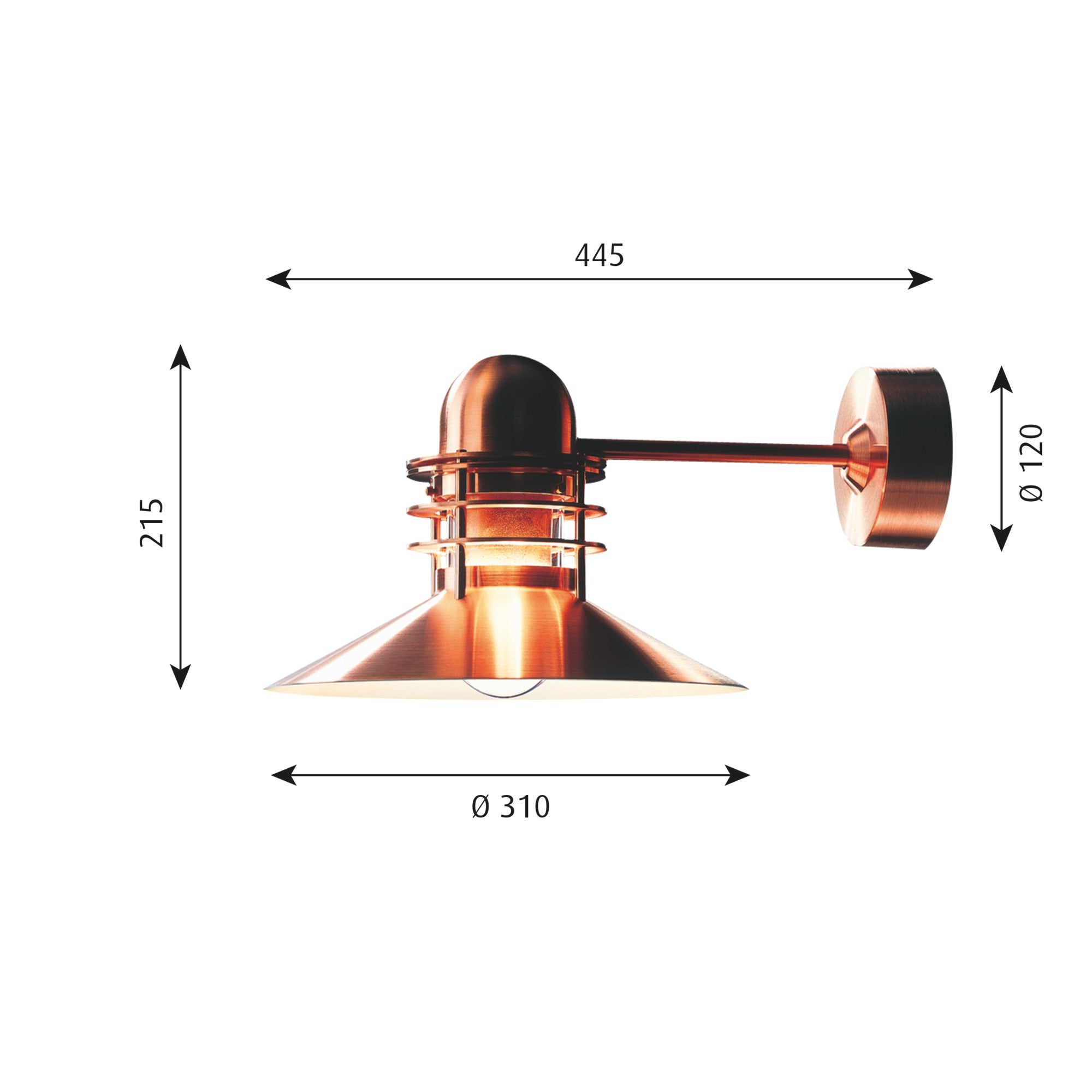 Nyhavn Væg 100W E27 Kobber