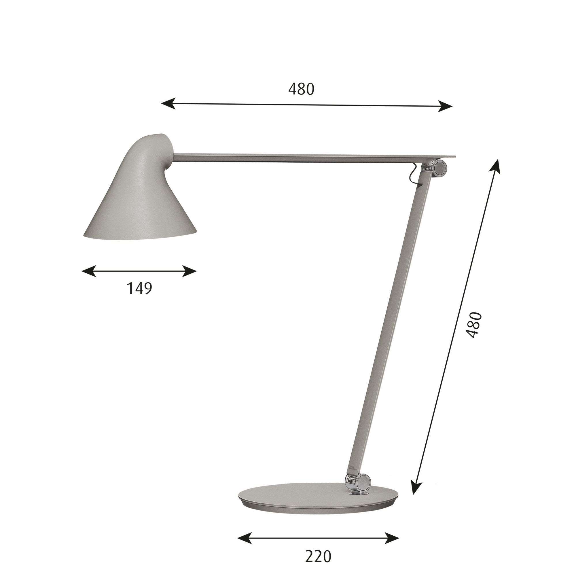 NJP Bordlampe LED 2700K  Lys alu grå