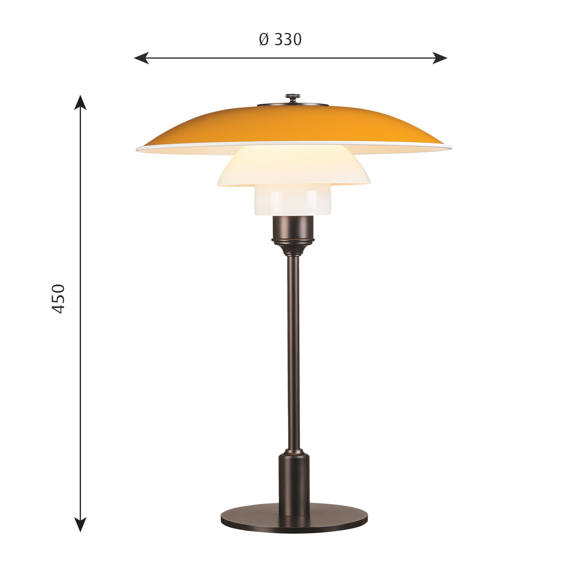 LOUIS POULSEN PH BORDLAMPE 3½-2½ i gul