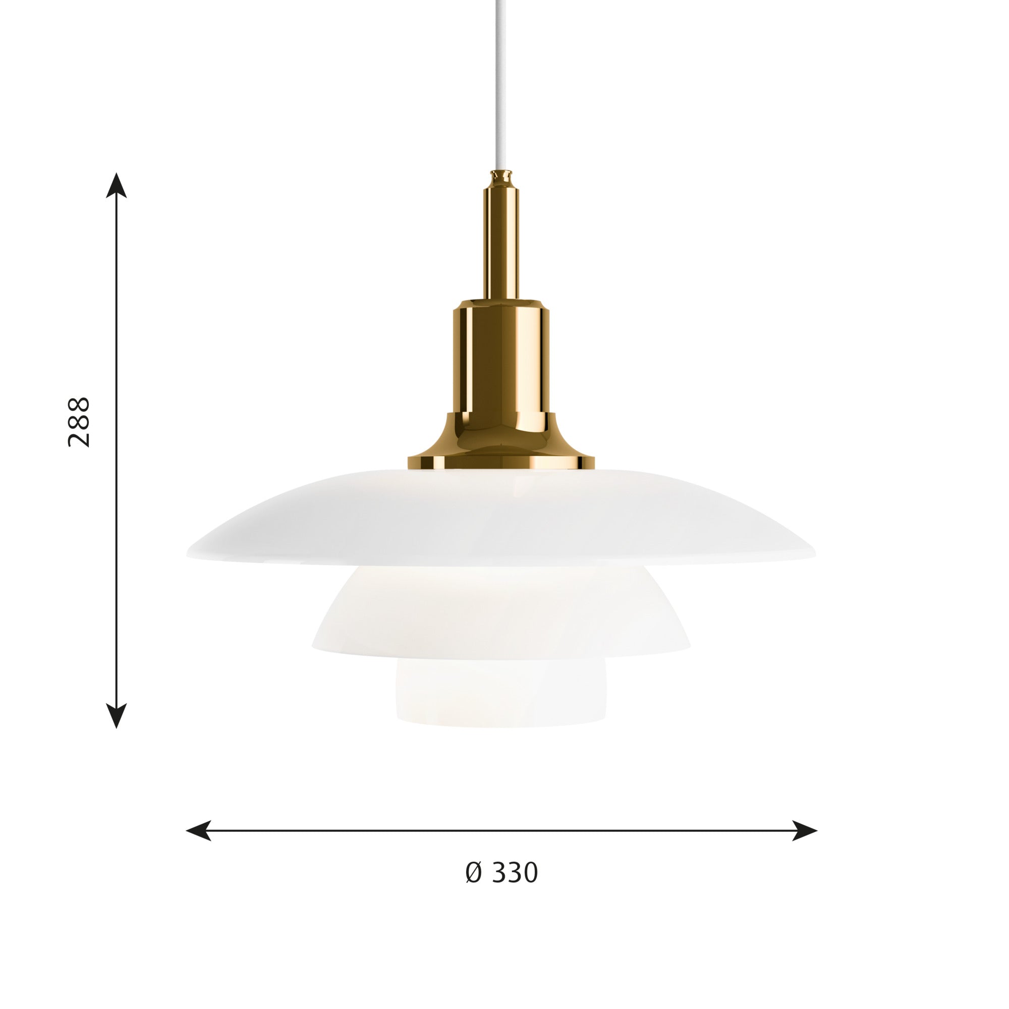 PH 3½-3 Glas Pendel Messing Metalliseret
