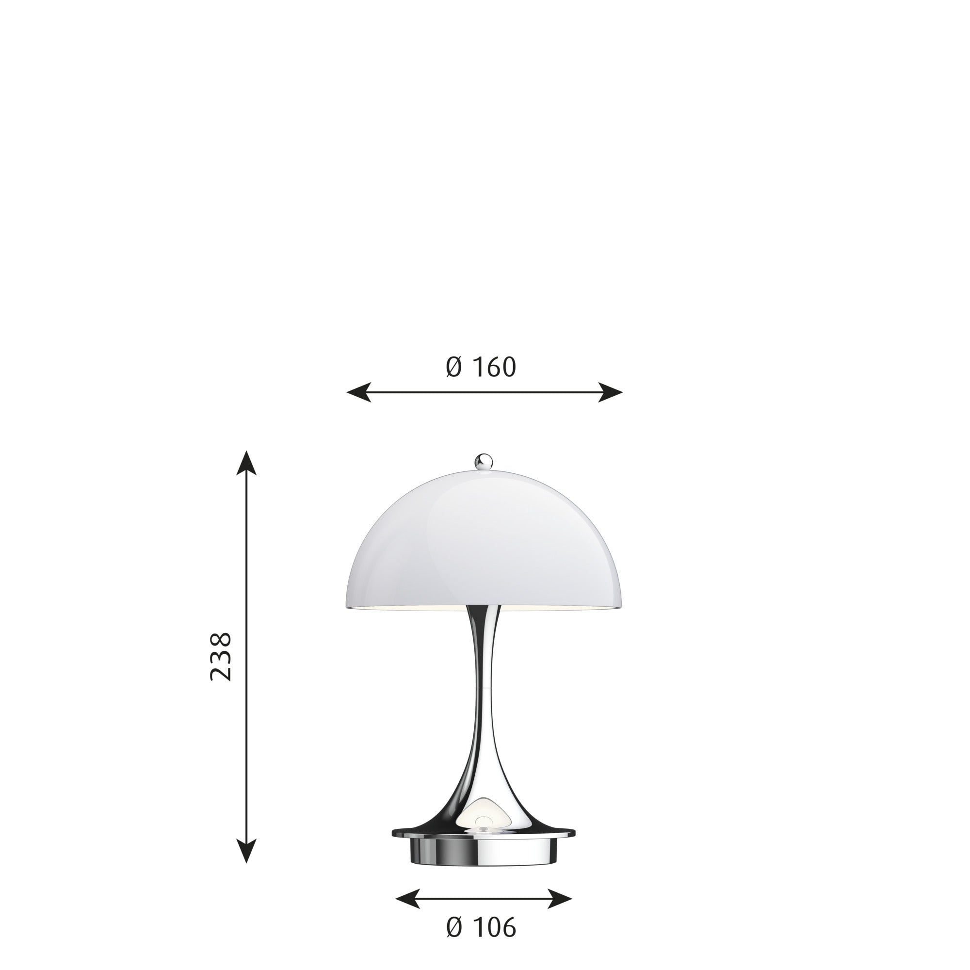 Panthella Bord 160 Portable Grå opal akryl V2