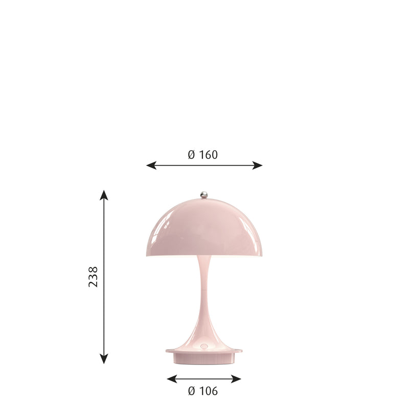 Smuk rosa portable lampe fra Louis Poulsen