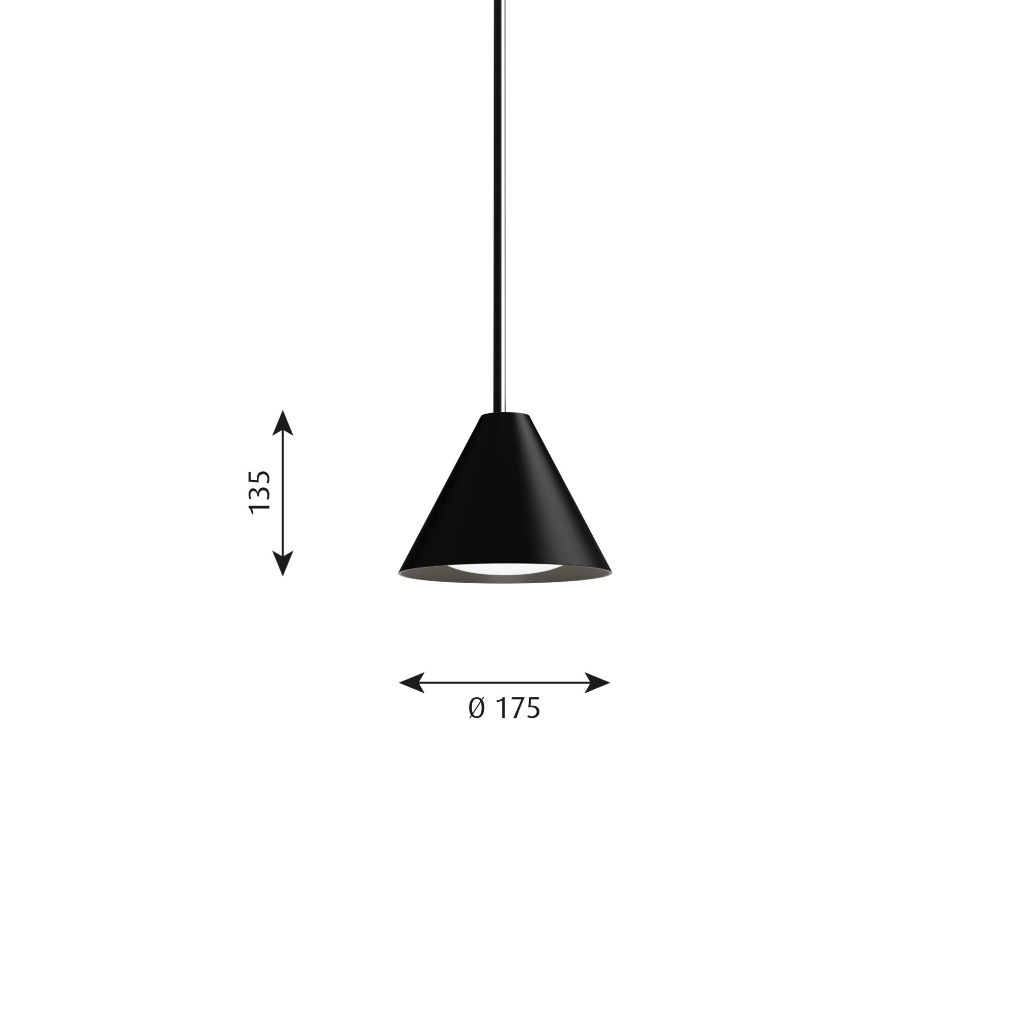 Målene på Louis Poulsen Keglen pendlen lampen