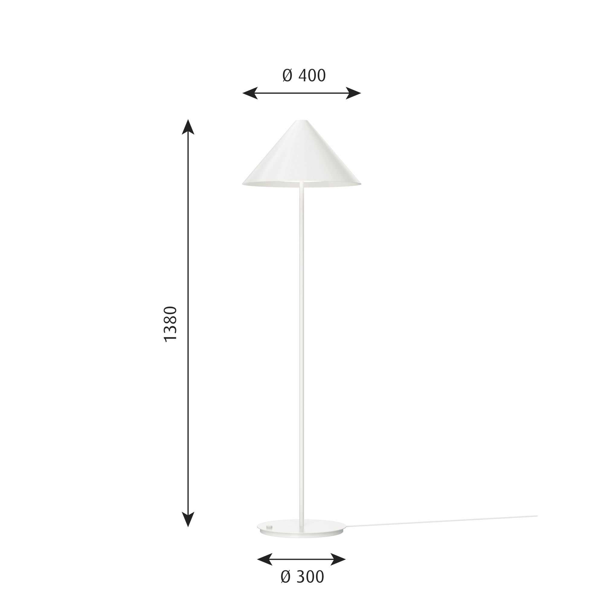 Keglen 400 hvid LED gulvlampe