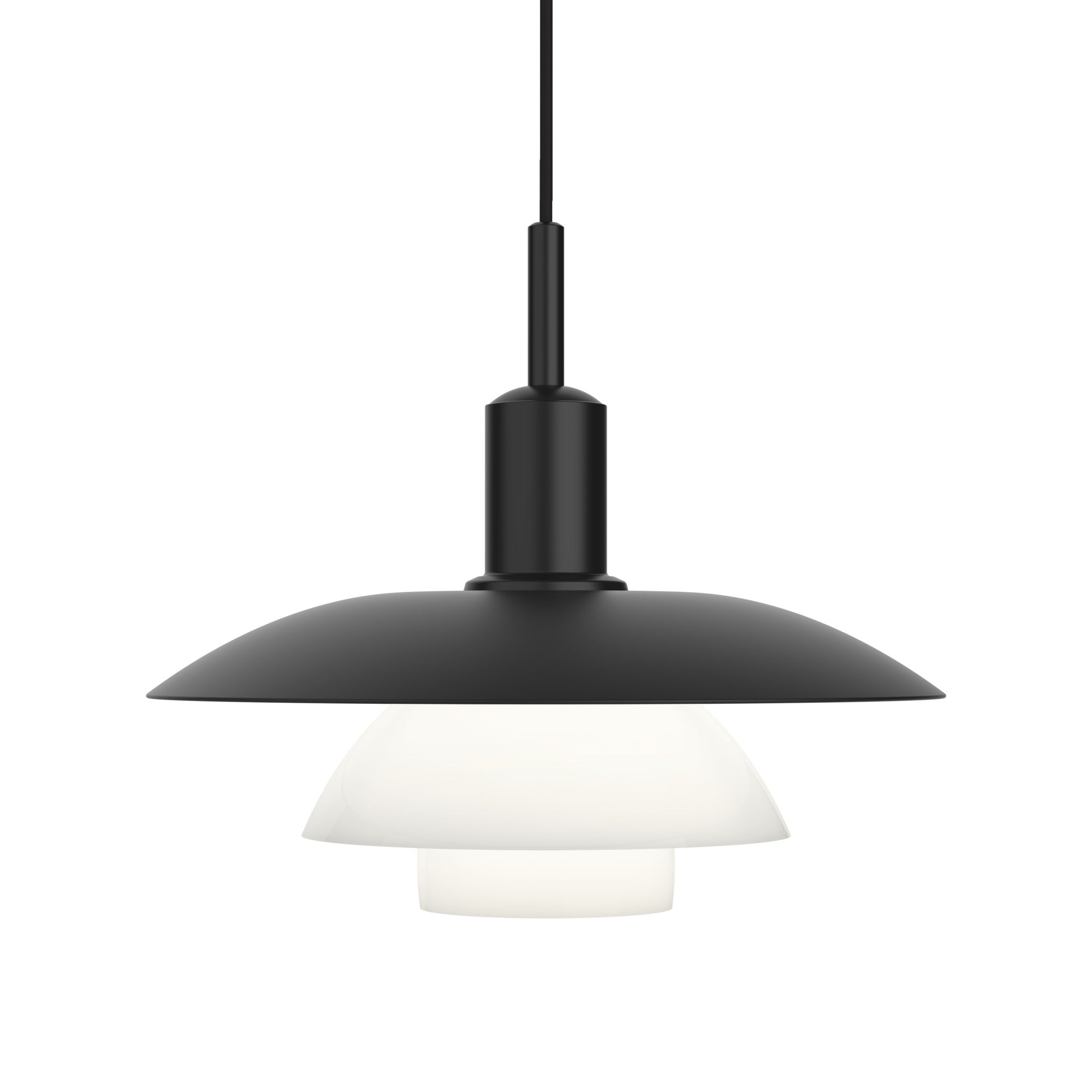 PH 5/5 Pendel Metal Sort Glas 2700K Fase Dæmp