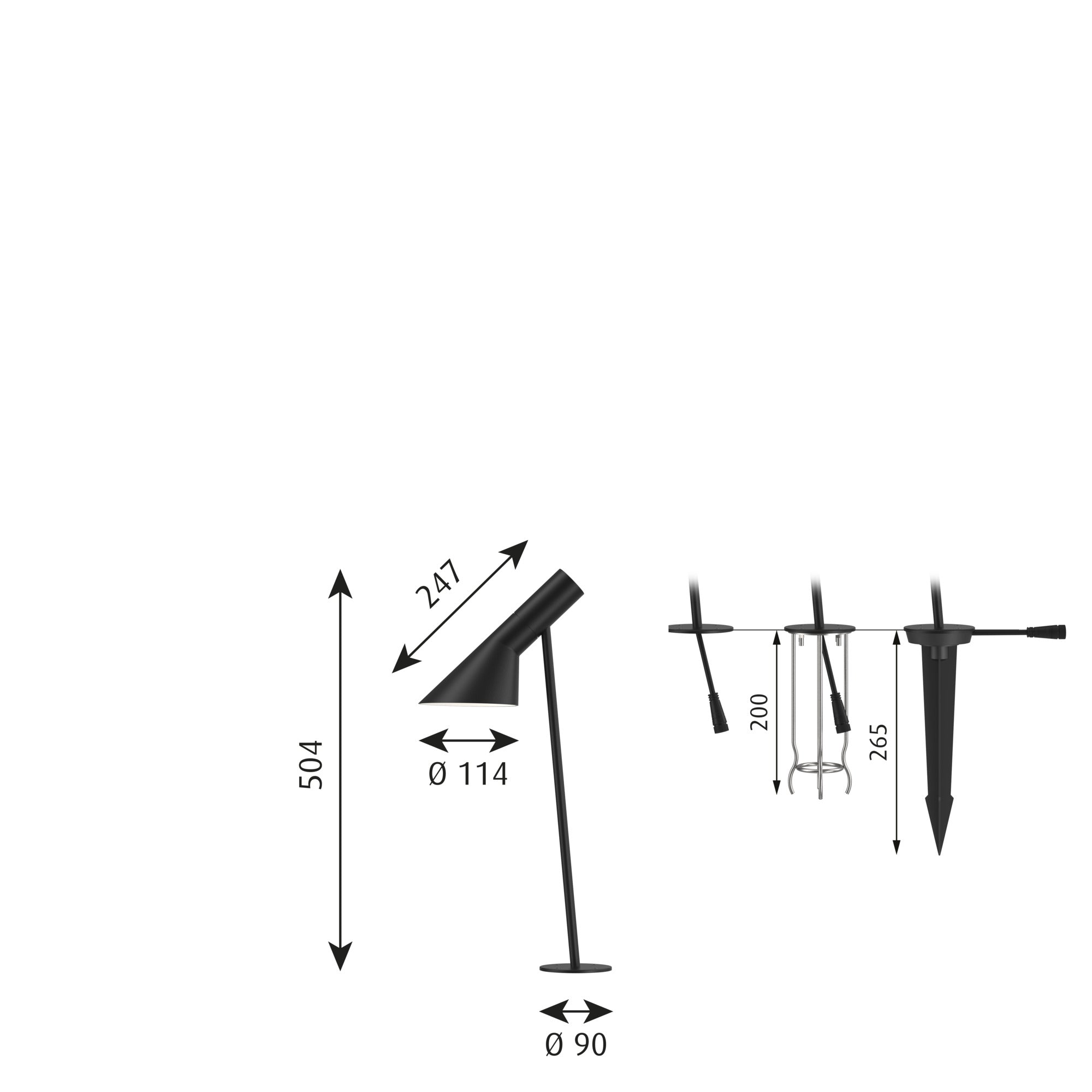 AJ Garden S LED 2700K U/Adapter Base Black