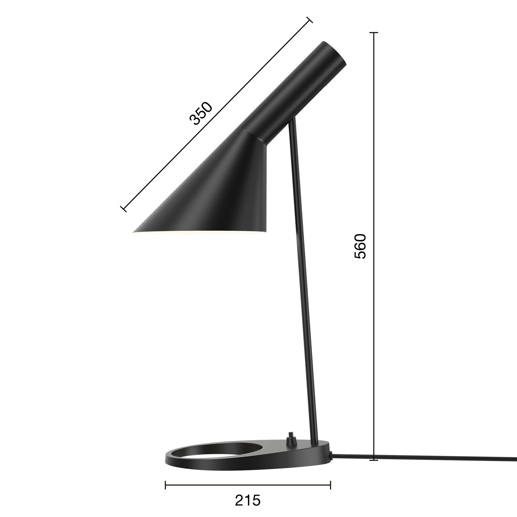 målene på den smukke AJ bordlampe