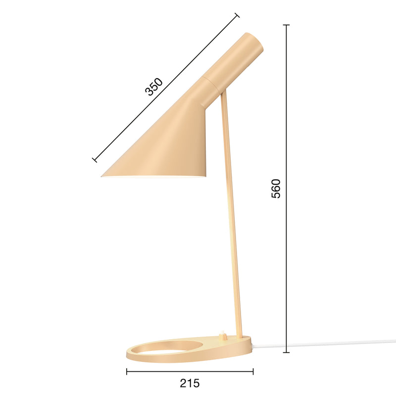 målene på den populære aj bordlampe i ny farve