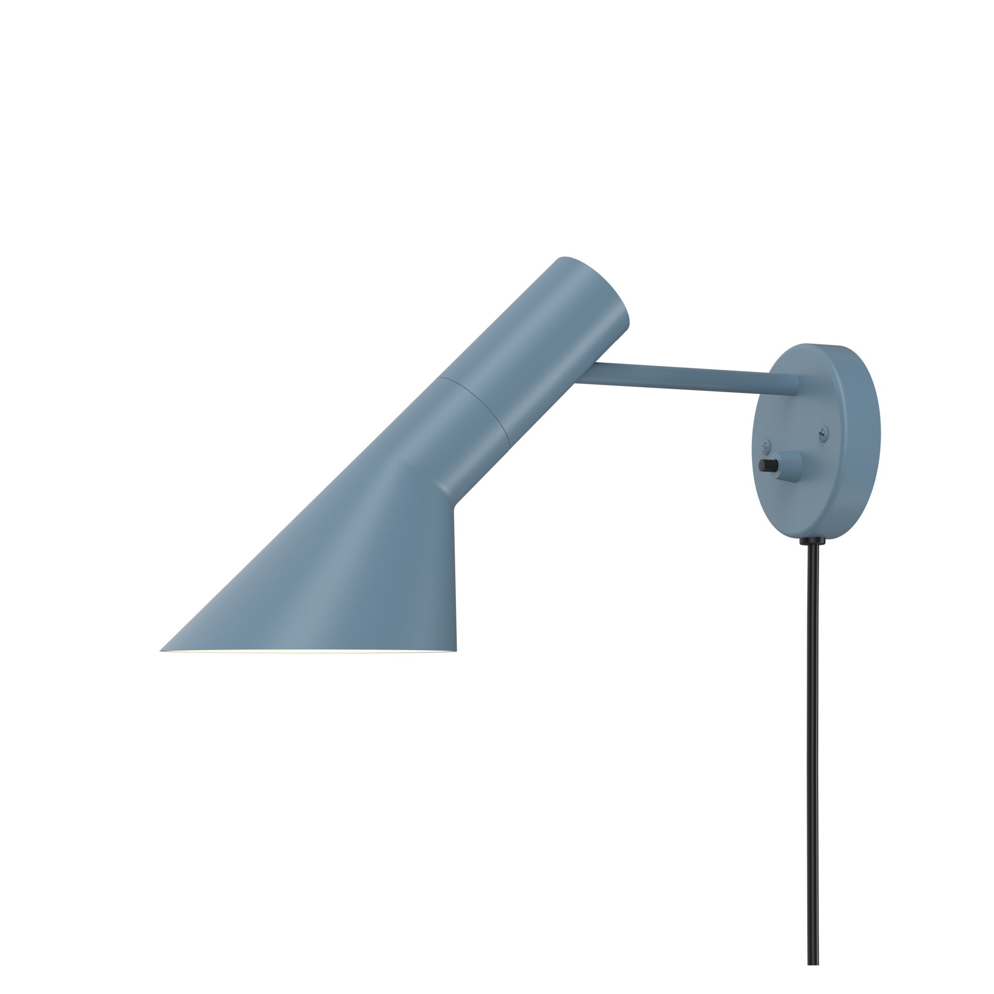 Blå AJ væglampe designet af arne jacobsen
