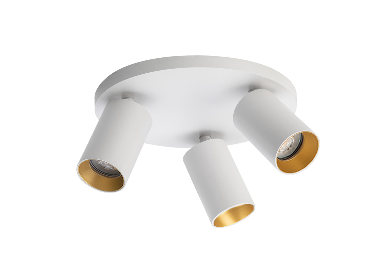 Hvid SpotOn Circle3 med guldfarvet frontring fra Antidark