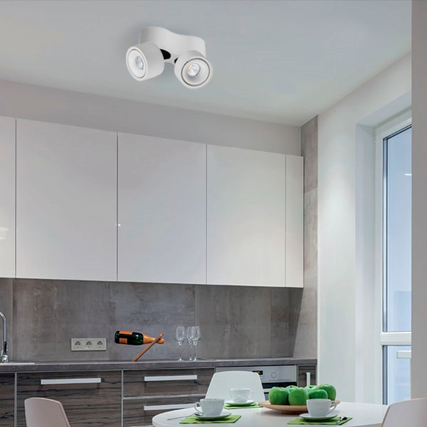 Stilet køkken med Antidarks hvid EASY Mini Double loftlampe