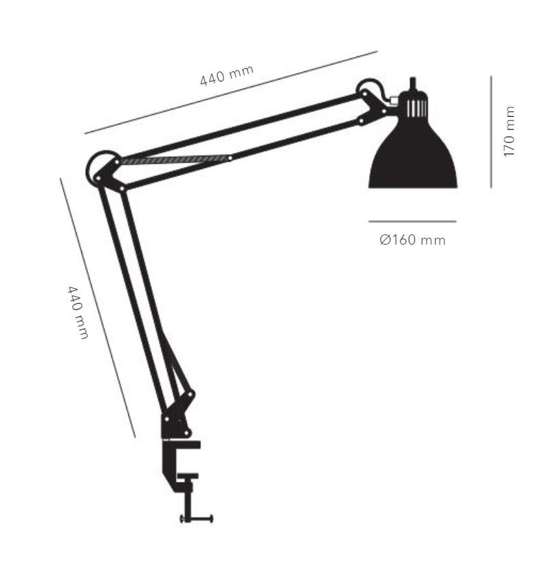 Archi T2 E27 grå bordlampe