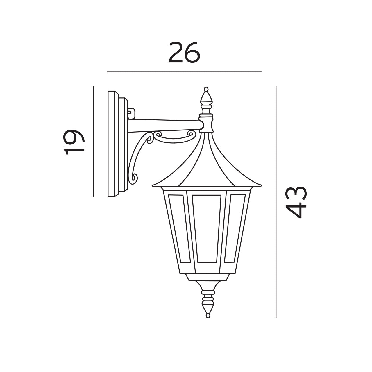 Norlys Rimini Hæng Sort, E27 IP54 46W - Udendørslampe