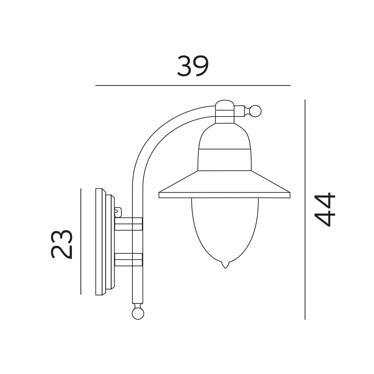 Norlys Como sort, E27 IP54 57W - Udendørslampe