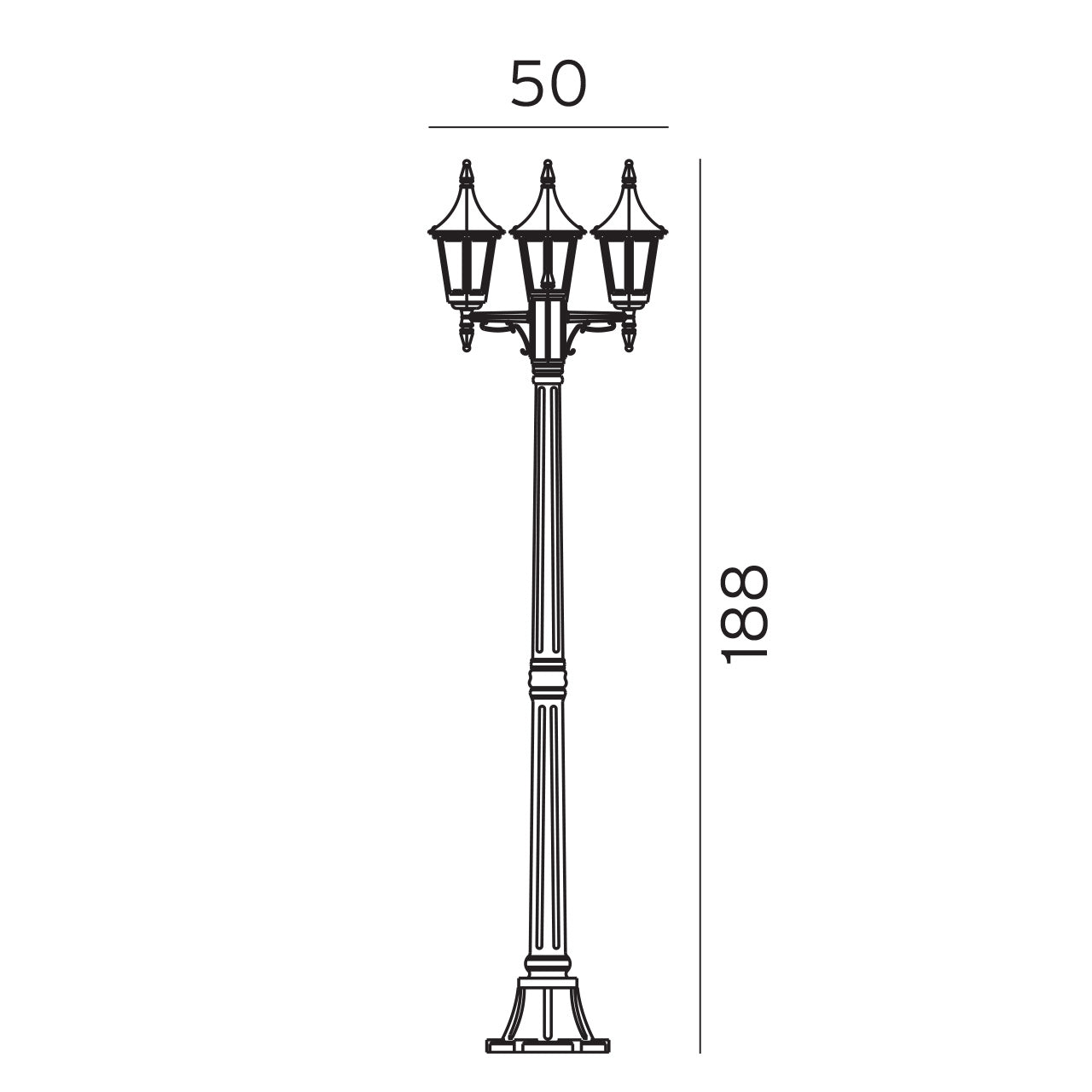 Norlys Rimini Sort, E27 IP54 3 x 46w - Udendørslampe