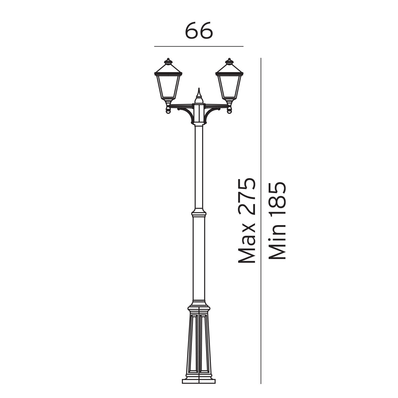 Norlys London Sort, 2 x E27 IP54 - Udendørslampe