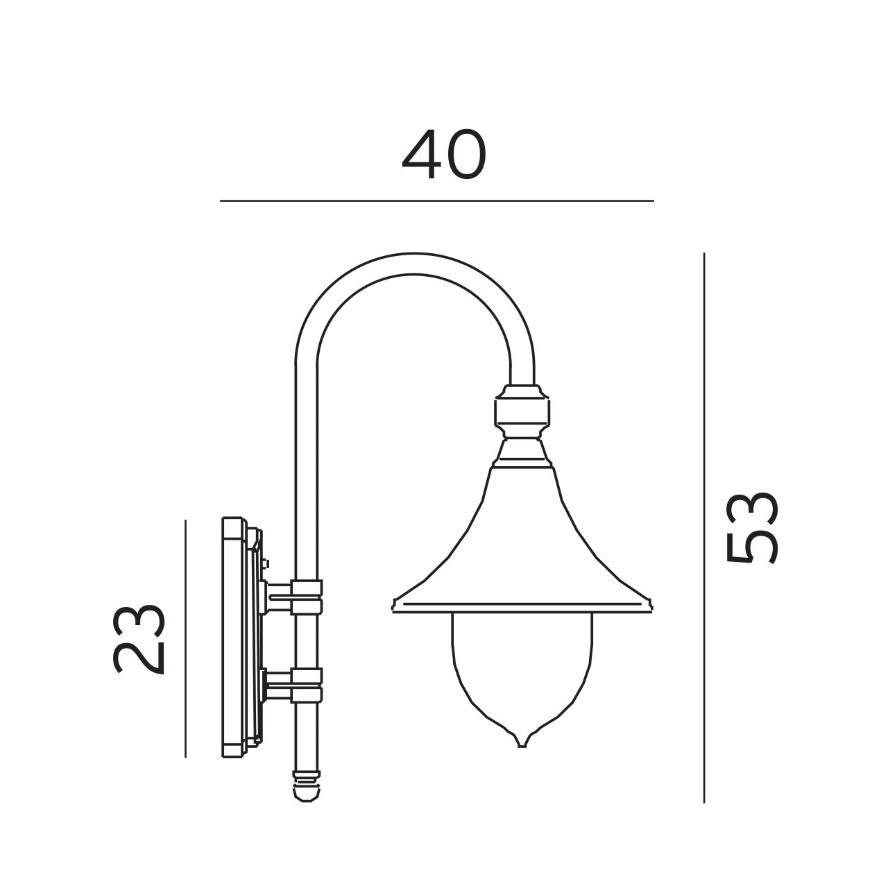 Norlys Firenze Væg sort, E27 IP54 57W - Udendørslampe