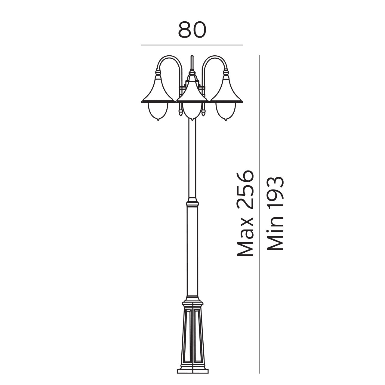Norlys Firenze sort, E27 IP54 3 x 57W - Udendørslampe