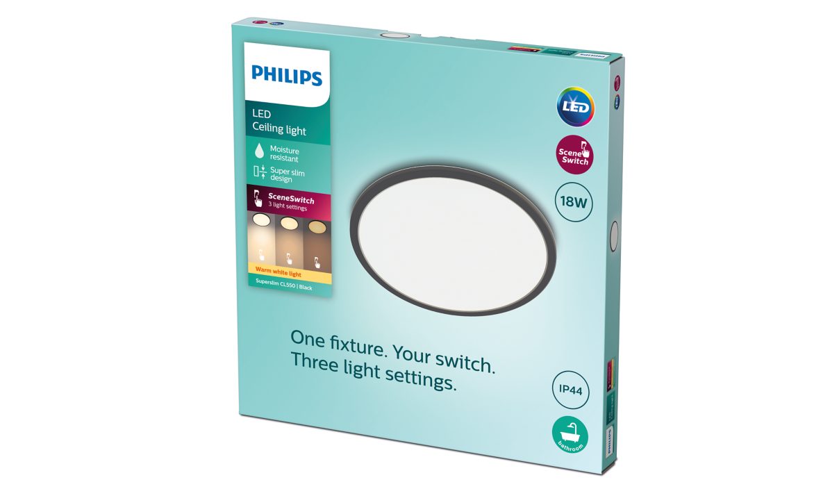 Philips Super Slim Loftslampe 18W Ø30 Sort