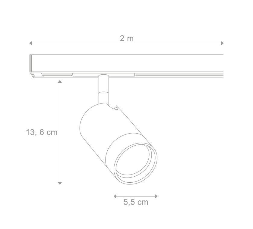 Designline Tube Kit 2m + 3 Spots Sort