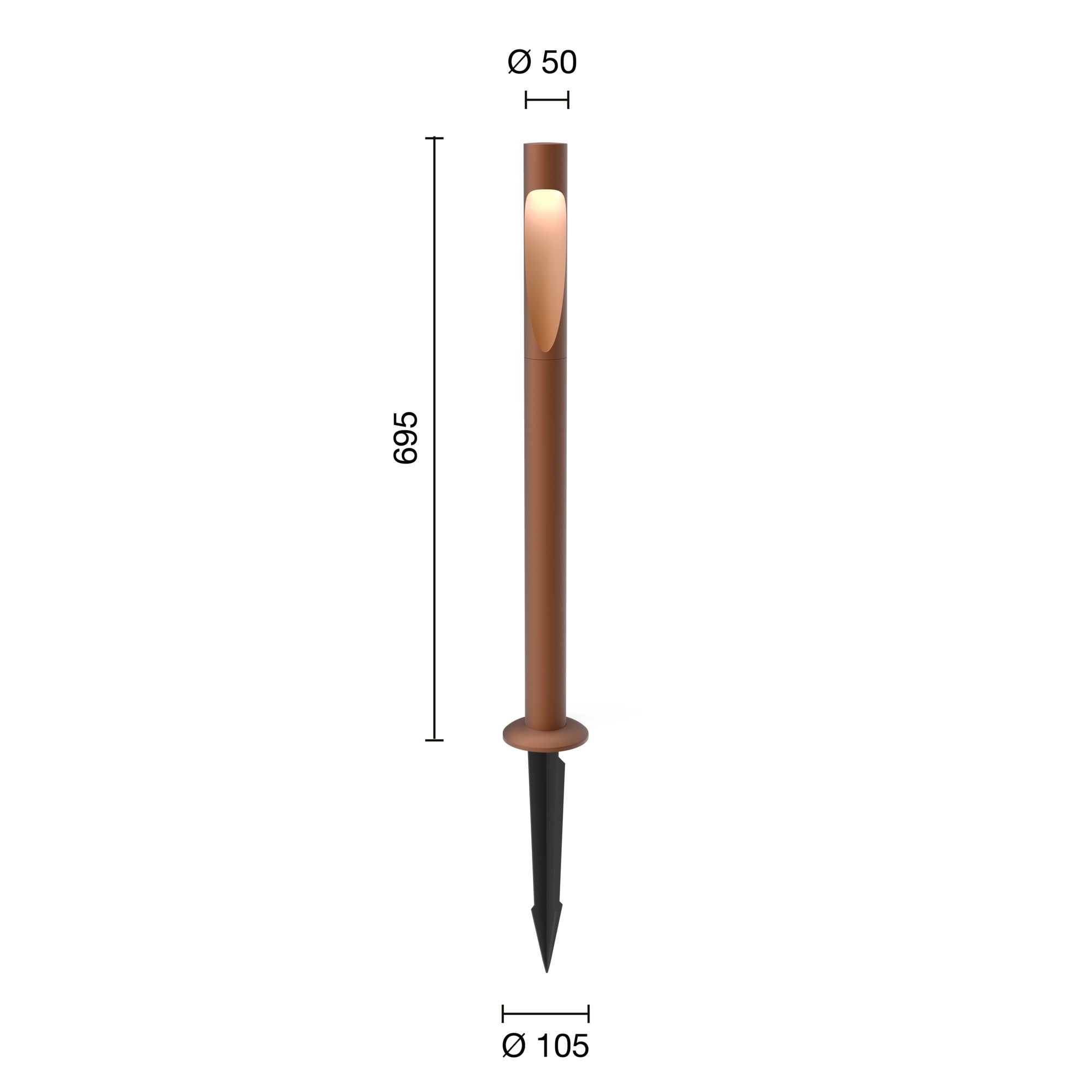 Flindt Garden Pullert Corten Høj M/Anker og M/Adapter LED 3000K 6.5W